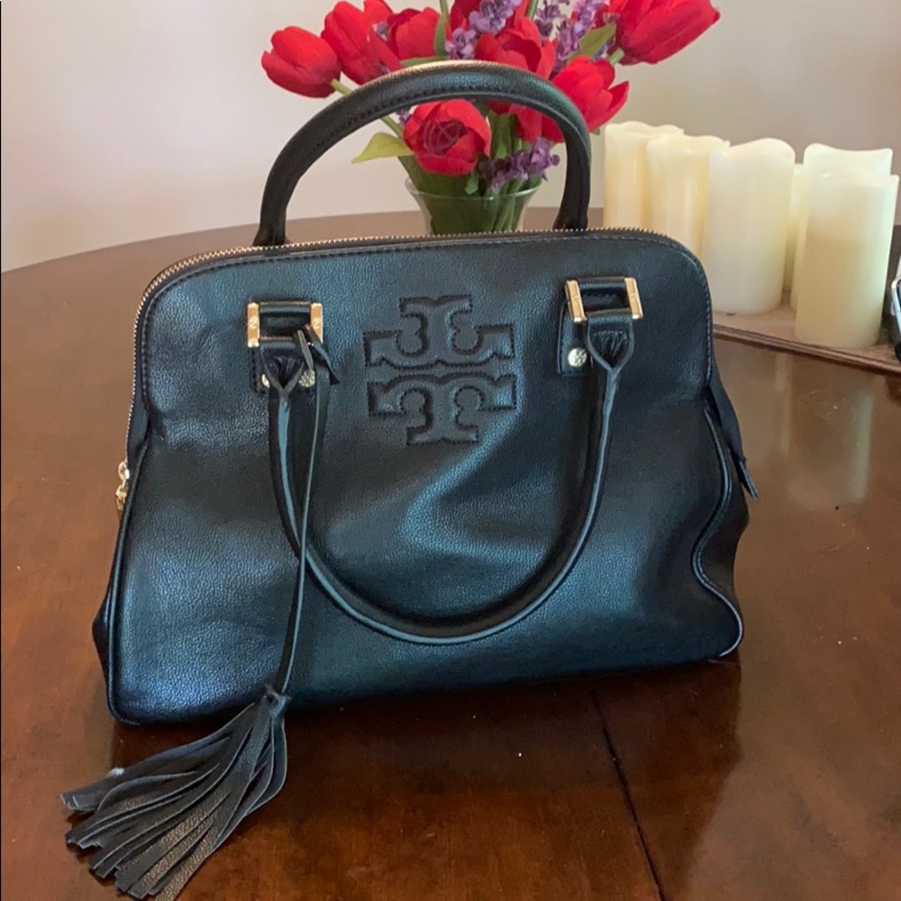 Tory Burch black handbag purse bag leather